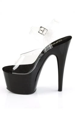 Pleaser ADORE-708 Clear With Black Platform Heels Pole Shoes