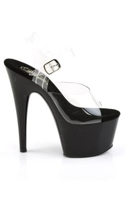 Pleaser ADORE-708 Clear With Black Platform Heels Pole Shoes