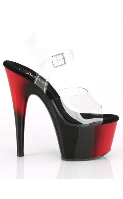 Pleaser ADORE-708BR Clear/Red-Black Heels Pole Shoes
