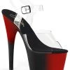Pleaser ADORE-708BR Clear/Red-Black Heels Pole Shoes