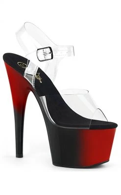 Pleaser ADORE-708BR Clear/Red-Black Heels Pole Shoes