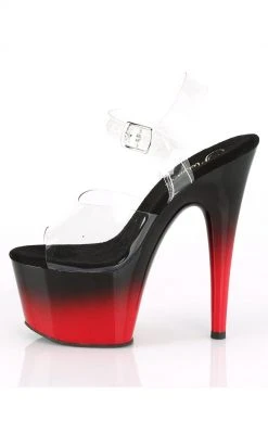 Pleaser ADORE-708BR-H Clear/Red-Black Heels
