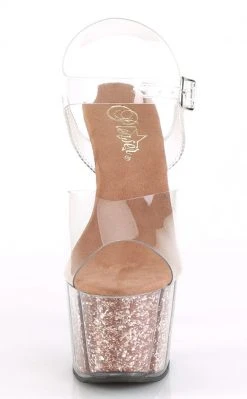Pleaser Pole Shoes ADORE-708G Rose Gold Glitter Heels 8 Pleaser Pole Shoes ADORE-708G Rose Gold Glitter Heels