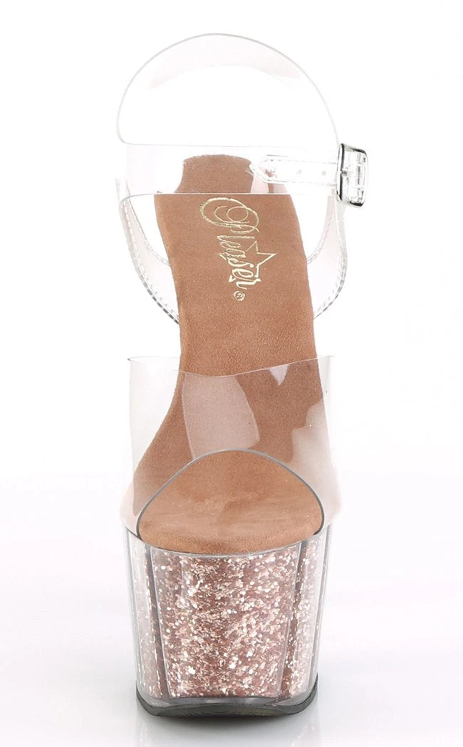 Pleaser Pole Shoes ADORE-708G Rose Gold Glitter Heels 4 Pleaser Pole Shoes ADORE-708G Rose Gold Glitter Heels