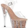 Pleaser Pole Shoes ADORE-708G Rose Gold Glitter Heels
