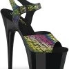 Pleaser Pole Shoes ADORE-708N-LTP Green-Purple/Black Heels