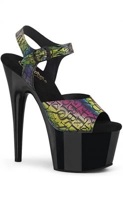 Pleaser Pole Shoes ADORE-708N-LTP Green-Purple/Black Heels