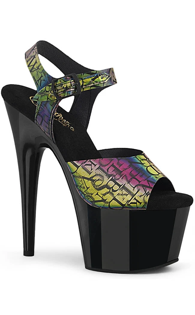 Pleaser Pole Shoes ADORE-708N-LTP Green-Purple/Black Heels 3 Pleaser Pole Shoes ADORE-708N-LTP Green-Purple/Black Heels