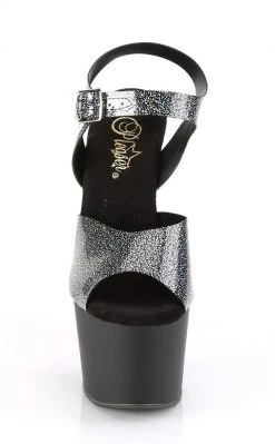 Pleaser Pole Shoes ADORE-708N-MG Black & Silver Hologram Heels