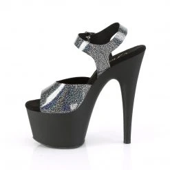 Pleaser Pole Shoes ADORE-708N-MG Black & Silver Hologram Heels