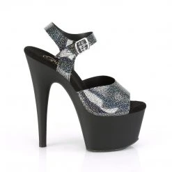 Pleaser Pole Shoes ADORE-708N-MG Black & Silver Hologram Heels