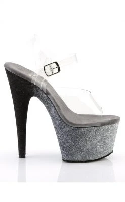 Pleaser ADORE-708OMBRE Silver Black Ombre Heels Pole Shoes