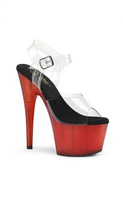 Pleaser Pole Shoes ADORE-708T Red Tinted Heels