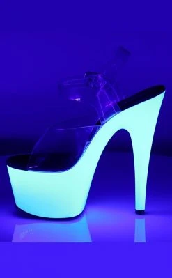Pleaser Pole Shoes ADORE-708UV Clear & Neon White Heels