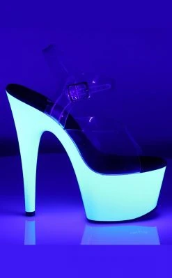 Pleaser Pole Shoes ADORE-708UV Clear & Neon White Heels
