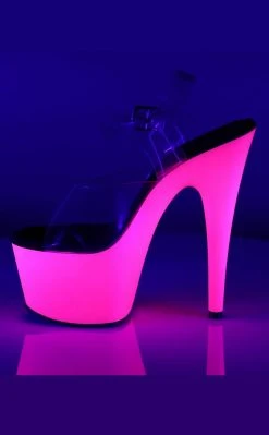 Pleaser Pole Shoes ADORE-708UV Clr/Neon Pink Heels