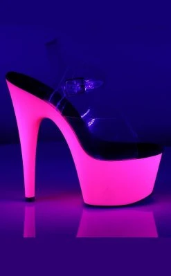 Pleaser Pole Shoes ADORE-708UV Clr/Neon Pink Heels