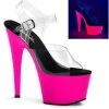 Pleaser Pole Shoes ADORE-708UV Clr/Neon Pink Heels