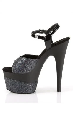 Pleaser ADORE-709-2G Black Glitter Heels Pole Shoes