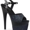 Pleaser ADORE-709-2G Black Glitter Heels Pole Shoes
