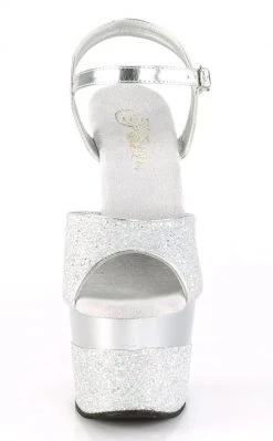 Pleaser ADORE-709-2G Silver Glitter Heels