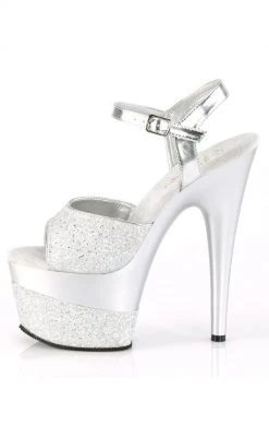 Pleaser ADORE-709-2G Silver Glitter Heels