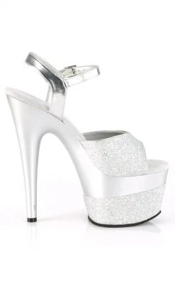 Pleaser ADORE-709-2G Silver Glitter Heels