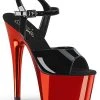 Pleaser ADORE-709 Black Patent & Red Chrome Heels Pole Shoes 2 Pleaser ADORE-709 Black Patent & Red Chrome Heels Pole Shoes