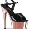 Pleaser ADORE-709 Black Patent & Rose Gold Heels