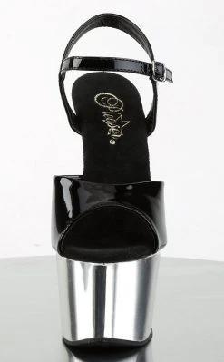 Pleaser ADORE-709 Black Patent And Chrome Heels Pole Shoes