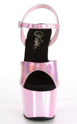 Pleaser Pole Shoes ADORE-709HGCH Baby Pink Hologram / Baby Pink Chrome Heels
