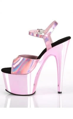 Pleaser Pole Shoes ADORE-709HGCH Baby Pink Hologram / Baby Pink Chrome Heels