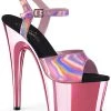 Pleaser Pole Shoes ADORE-709HGCH Baby Pink Hologram / Baby Pink Chrome Heels
