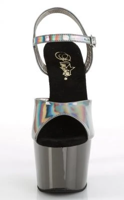 Pleaser ADORE-709HGCH Pewter Hologram / Pewter Chrome Heels