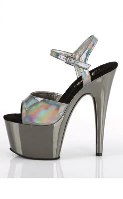 Pleaser ADORE-709HGCH Pewter Hologram / Pewter Chrome Heels