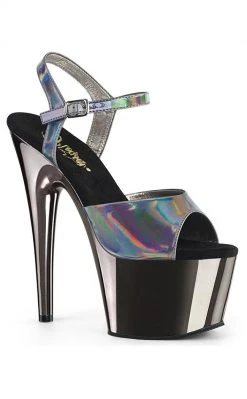 Pleaser ADORE-709HGCH Pewter Hologram / Pewter Chrome Heels
