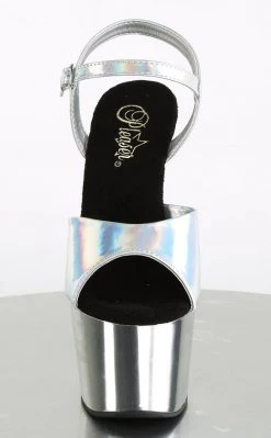 Pleaser Pole Shoes ADORE-709HGCH Silver Hologram Chrome Heels