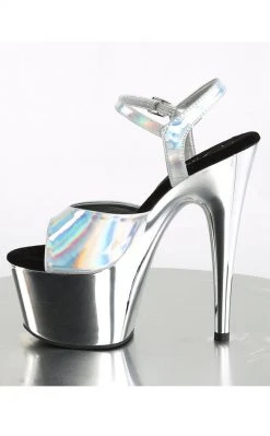 Pleaser Pole Shoes ADORE-709HGCH Silver Hologram Chrome Heels
