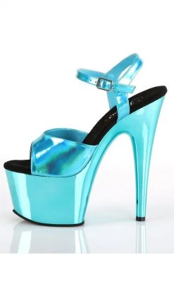 Pleaser ADORE-709HGCH Turquoise Hologram Chrome Heels Pole Shoes