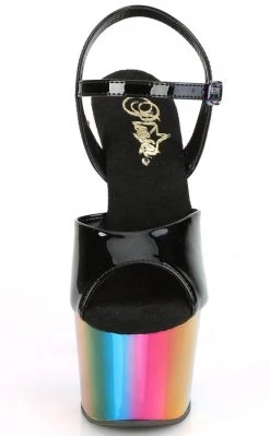 Pleaser ADORE-709RC Black & Rainbow Chrome Heels