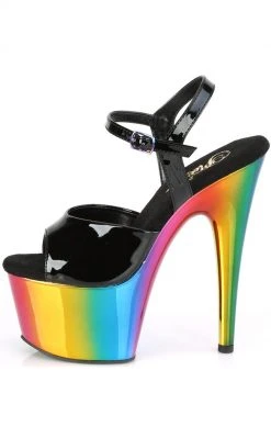 Pleaser ADORE-709RC Black & Rainbow Chrome Heels