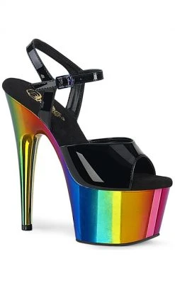 Pleaser ADORE-709RC Black & Rainbow Chrome Heels