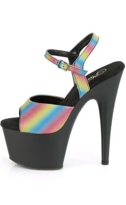 Pleaser ADORE-709REFL-02 Rainbow Reflective & Black Matte Heels