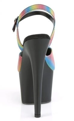 Pleaser ADORE-709REFL-02 Rainbow Reflective & Black Matte Heels