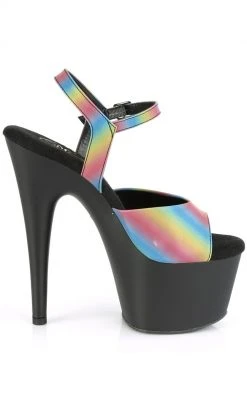 Pleaser ADORE-709REFL-02 Rainbow Reflective & Black Matte Heels