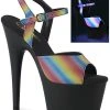 Pleaser ADORE-709REFL-02 Rainbow Reflective & Black Matte Heels