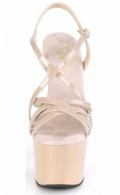 Pleaser Pole Shoes ADORE-713 Nude Patent Strappy Heels