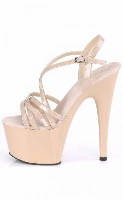 Pleaser Pole Shoes ADORE-713 Nude Patent Strappy Heels