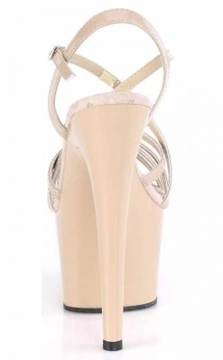 Pleaser Pole Shoes ADORE-713 Nude Patent Strappy Heels