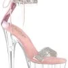 Pleaser ADORE-727RS Clear/Baby Pink Rhinestone Heels Pole Shoes